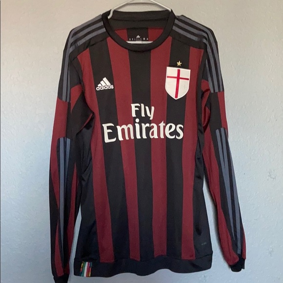 AC Milan Adidas Long Sleeve Jersey Burgundy black AC Milan Adidas Long Sleeve Jersey Burgundy black